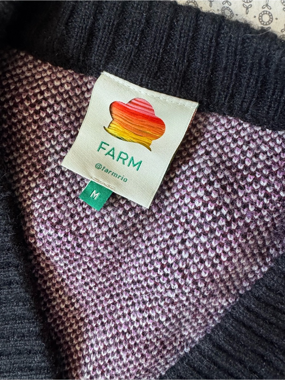 Oversized Farm Rio Womens Multicolor Patterned Button-Front Cardigan Sweater - Picture 2 of 4